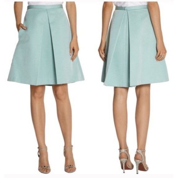 Tibi Skirt Katia Pleated Neoprene Mint Green Retail $495 Nwot Womens Size 6